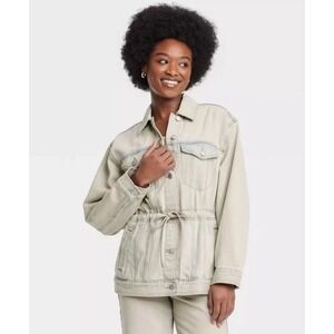 Women's Size Large Denim Cinched Jacket - Universal Thread - Light Wash Jean